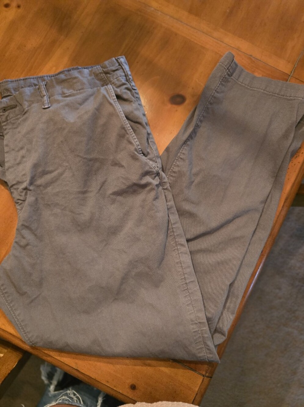 American EAGLE Men's Casual Flat-Front Pants in Olive Gray 38x32 Straight Fit
